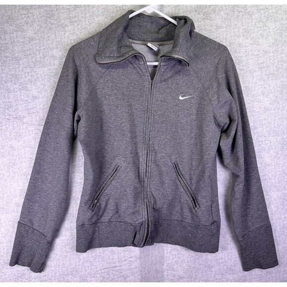 Nike Tops - Nike Full Zip Sweatshirt Women Gray Medium DriFit Activewear Zipper Pull Missing